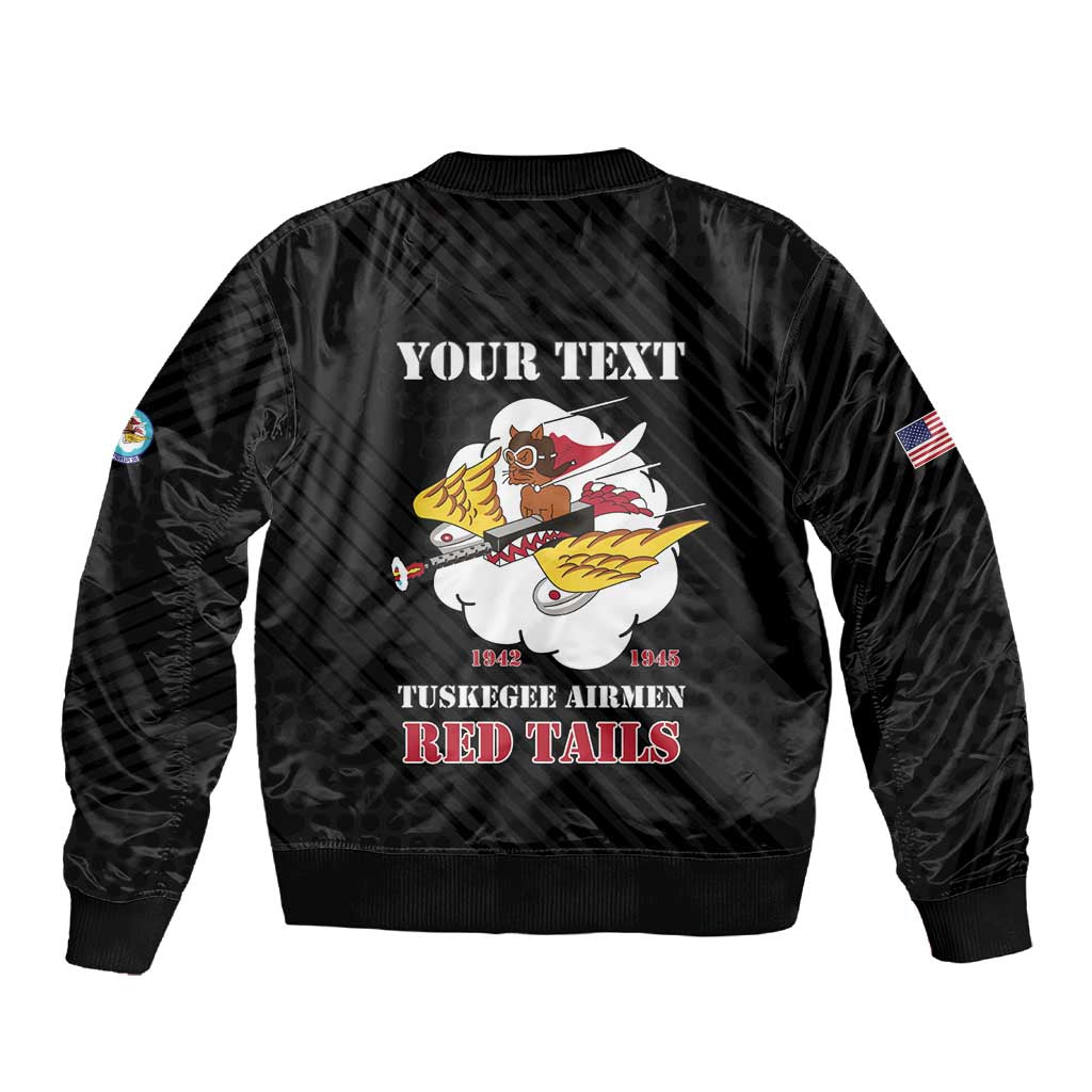 Personalized 301st Fighter Squadron WWII Sleeve Zip Bomber Jacket Red Tails Heritage - Black - African Pride
