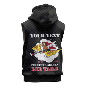 Personalized 301st Fighter Squadron WWII Sleeveless Zip Hoodie Red Tails Heritage - Black - African Pride