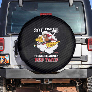 301st Fighter Squadron WWII Spare Tire Cover Red Tails Heritage - Black - African Pride