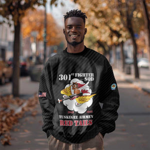 Personalized 301st Fighter Squadron WWII Sweatshirt Red Tails Heritage - Black - African Pride