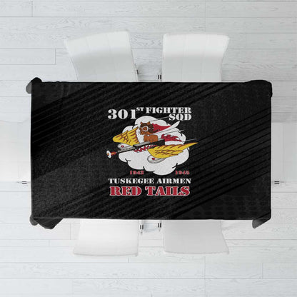 301st Fighter Squadron WWII Tablecloth Red Tails Heritage - Black - African Pride