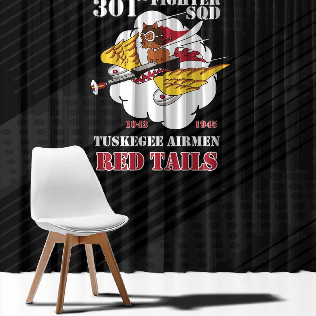 301st Fighter Squadron WWII Window Curtain Red Tails Heritage - Black - African Pride