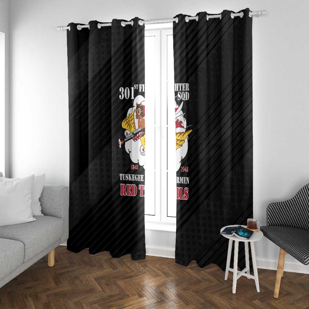 301st Fighter Squadron WWII Window Curtain Red Tails Heritage - Black - African Pride