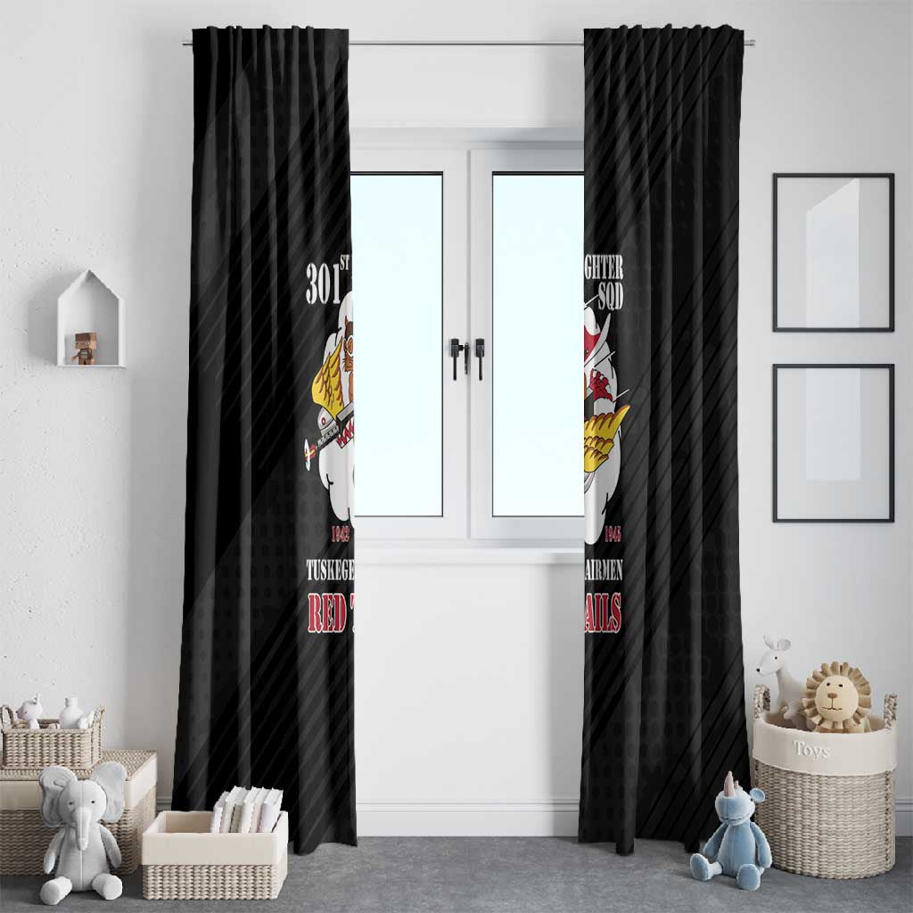 301st Fighter Squadron WWII Window Curtain Red Tails Heritage - Black - African Pride