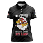 Personalized 301st Fighter Squadron WWII Women Polo Shirt Red Tails Heritage - Black - African Pride