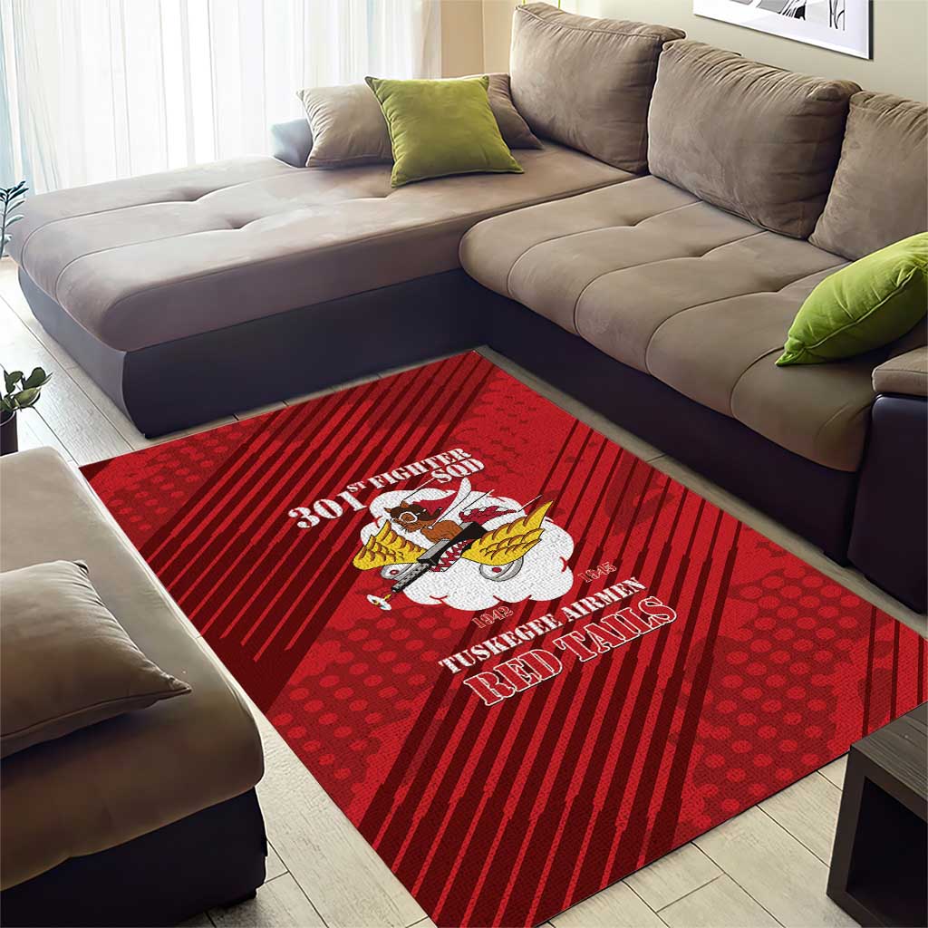 301st Fighter Squadron WWII Area Rug Red Tails Heritage - Red - African Pride