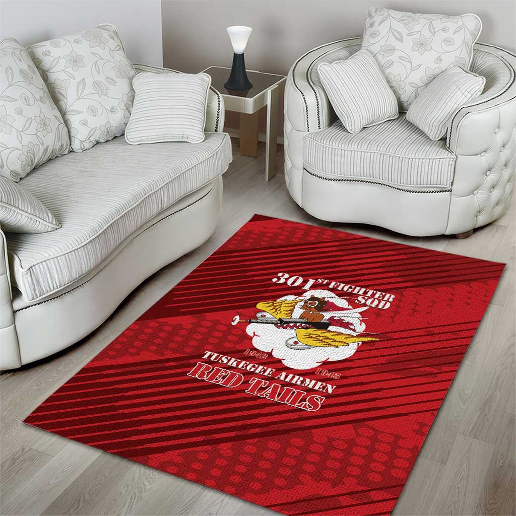 301st Fighter Squadron WWII Area Rug Red Tails Heritage - Red - African Pride