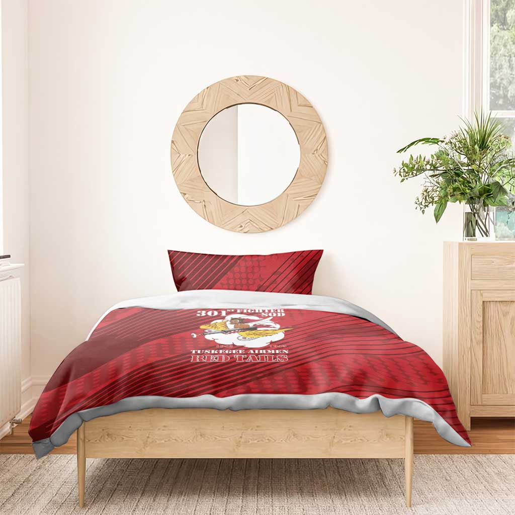 301st Fighter Squadron WWII Bedding Set Red Tails Heritage - Red - African Pride