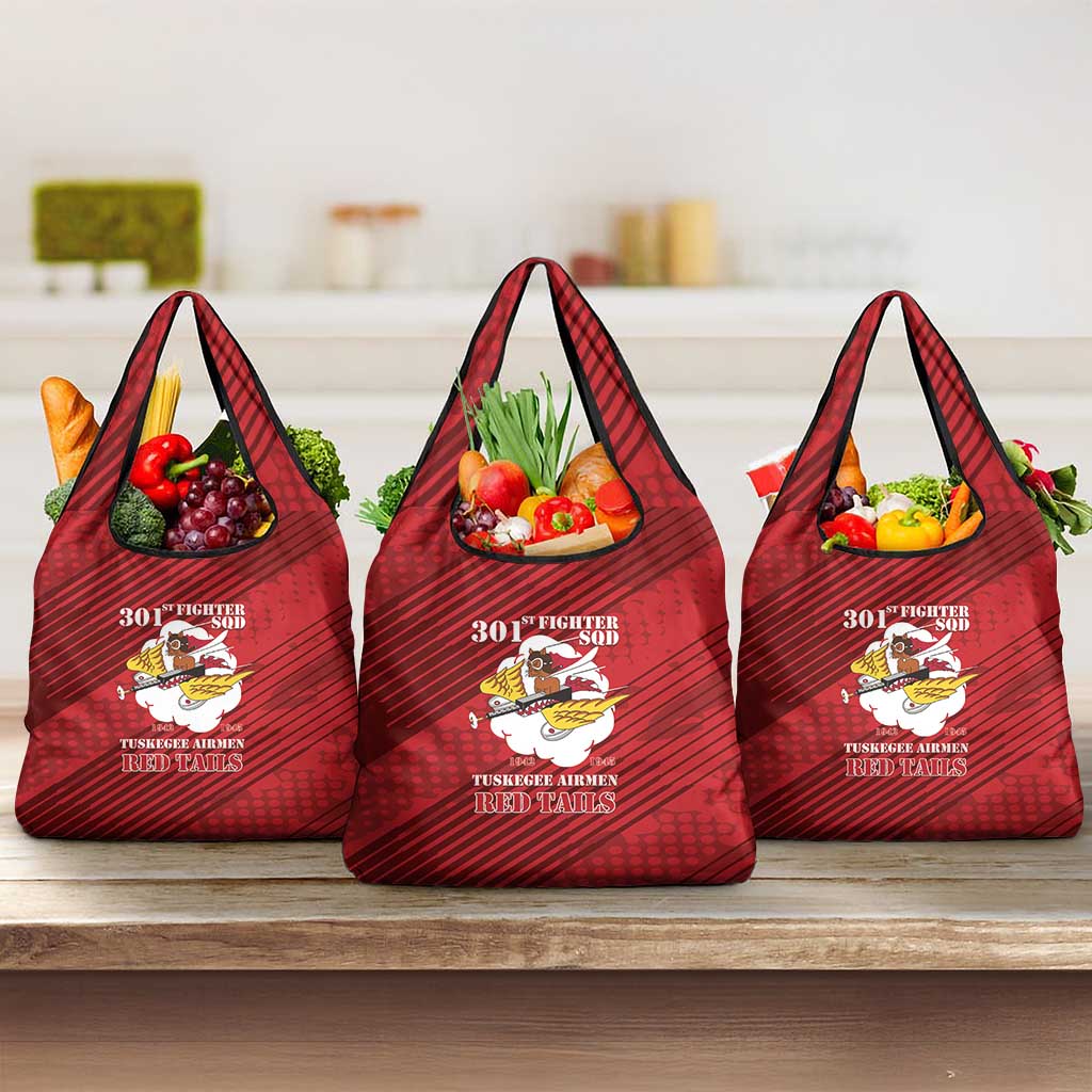 301st Fighter Squadron WWII Grocery Bag Red Tails Heritage - Red - African Pride