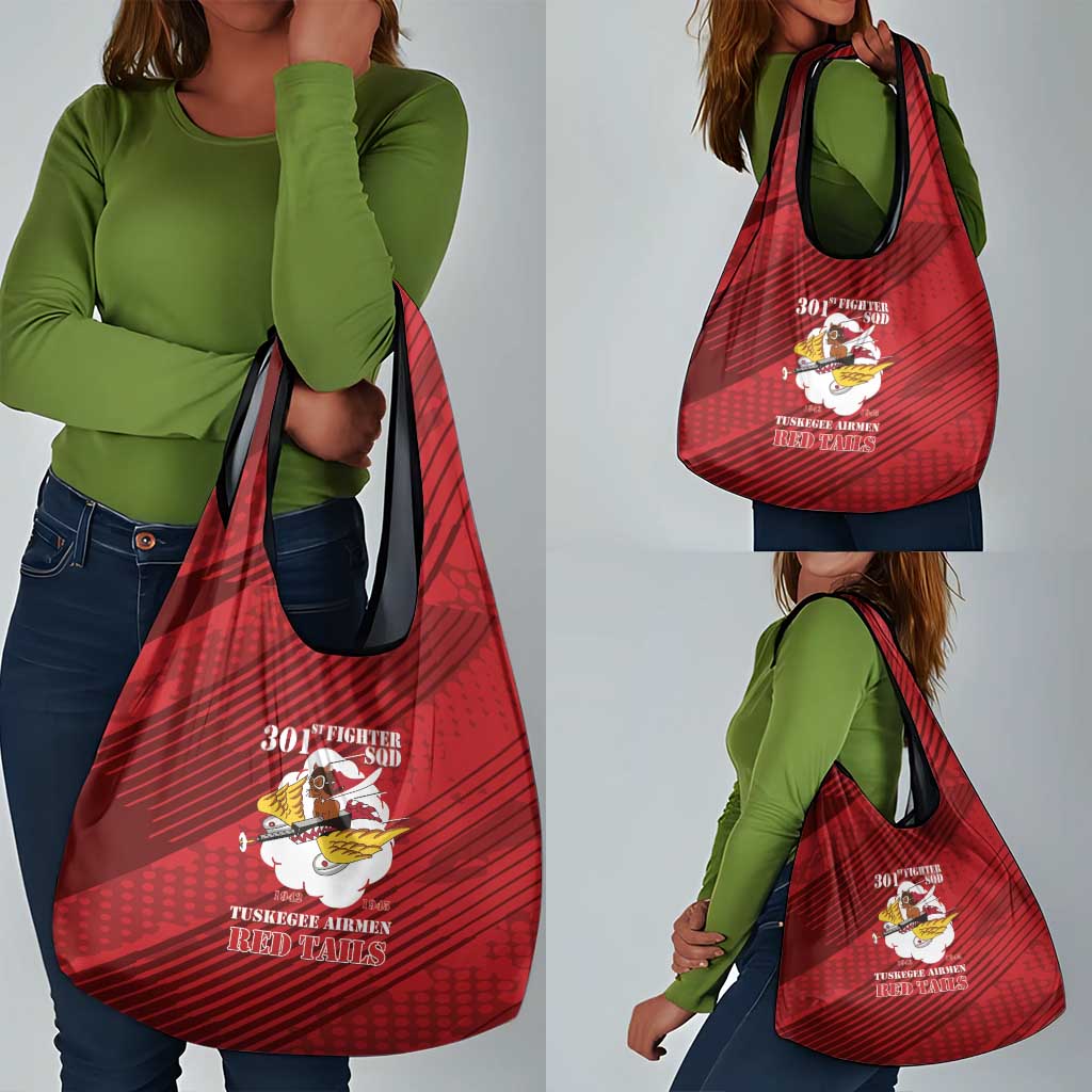 301st Fighter Squadron WWII Grocery Bag Red Tails Heritage - Red - African Pride