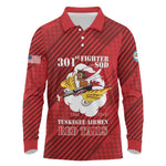 Personalized 301st Fighter Squadron WWII Long Sleeve Polo Shirt Red Tails Heritage - Red - African Pride