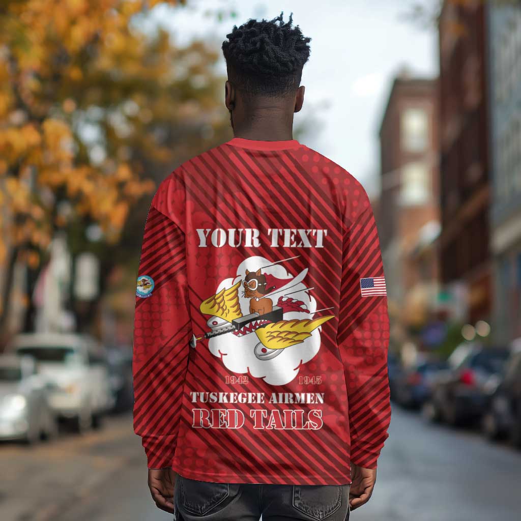 Personalized 301st Fighter Squadron WWII Long Sleeve Shirt Red Tails Heritage - Red - African Pride