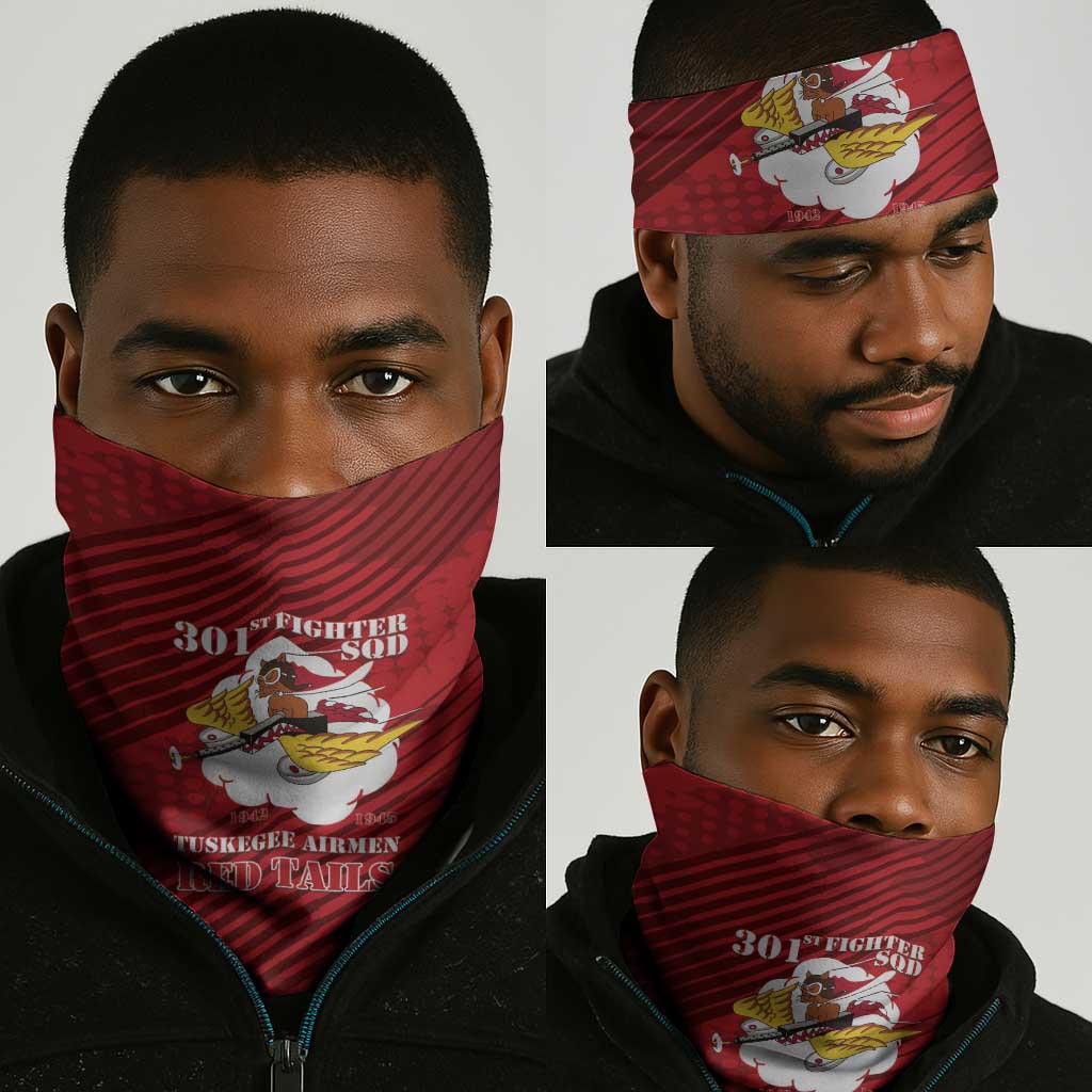 301st Fighter Squadron WWII Neck Gaiter Red Tails Heritage - Red - African Pride