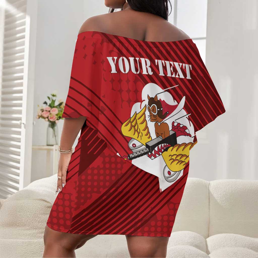 Personalized 301st Fighter Squadron WWII Off Shoulder Short Dress Red Tails Heritage - Red - African Pride