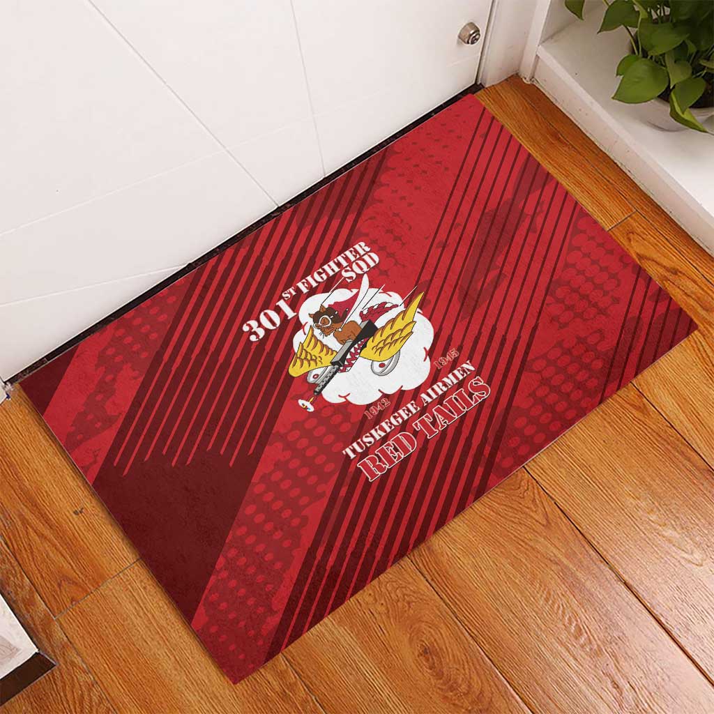 301st Fighter Squadron WWII Rubber Doormat Red Tails Heritage - Red - African Pride