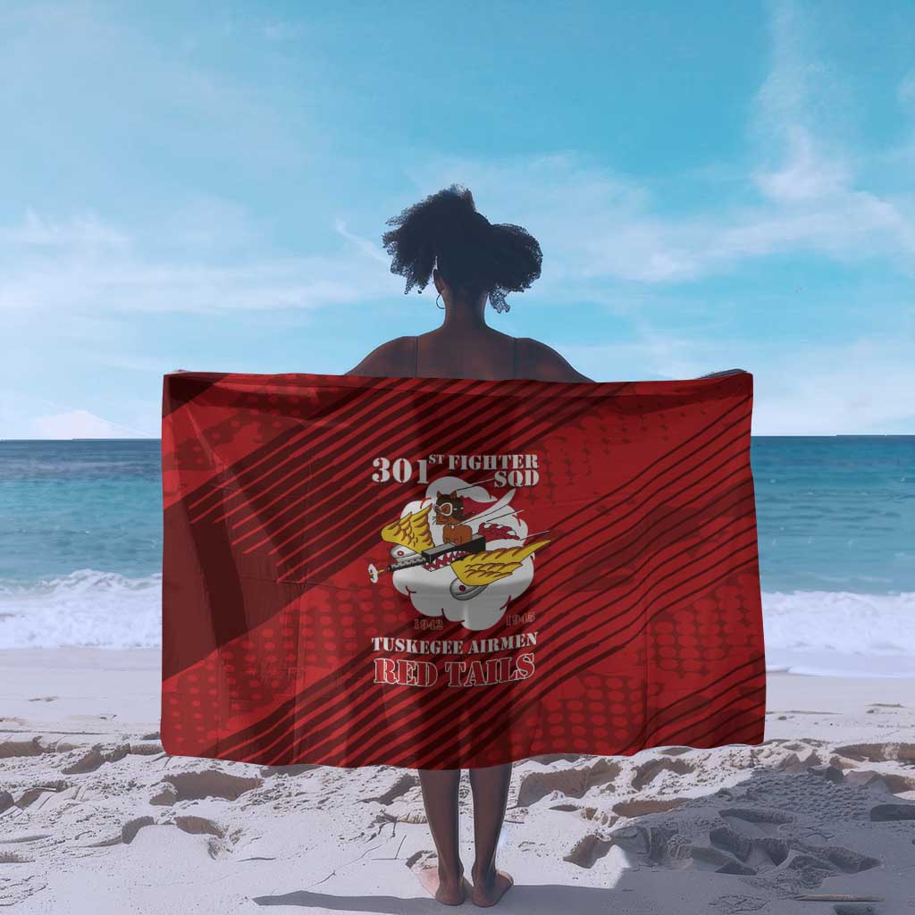 301st Fighter Squadron WWII Sarong Red Tails Heritage - Red - African Pride