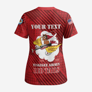 Personalized 301st Fighter Squadron WWII Scrub Top Red Tails Heritage - Red - African Pride