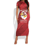 Personalized 301st Fighter Squadron WWII Short Sleeve Bodycon Dress Red Tails Heritage - Red - African Pride