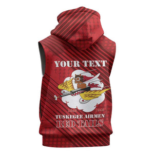 Personalized 301st Fighter Squadron WWII Sleeveless Hoodie Red Tails Heritage - Red - African Pride