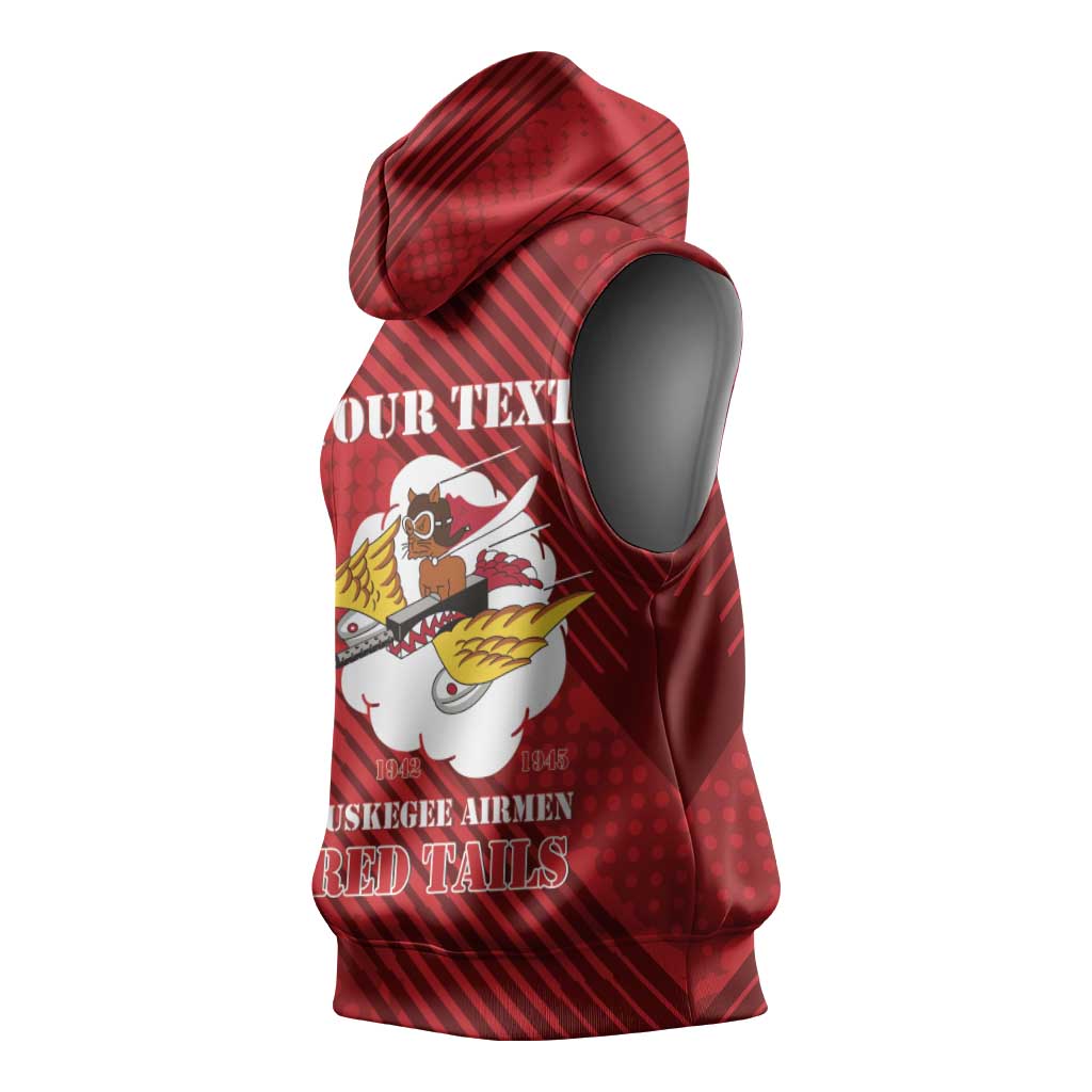 Personalized 301st Fighter Squadron WWII Sleeveless Hoodie Red Tails Heritage - Red - African Pride