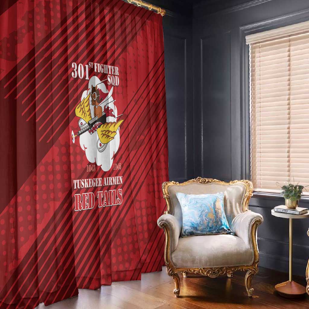 301st Fighter Squadron WWII Window Curtain Red Tails Heritage - Red - African Pride