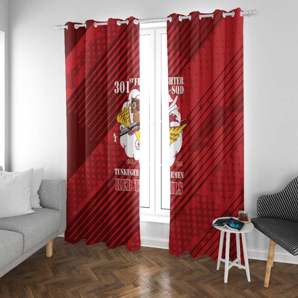 301st Fighter Squadron WWII Window Curtain Red Tails Heritage - Red - African Pride