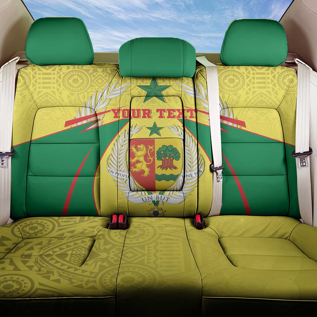 Personalised Afro Senegal Back Car Seat Cover Coat Of Arms Mix African Pattern