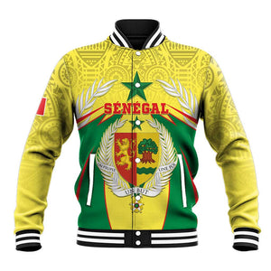 Personalised Afro Senegal Baseball Jacket Coat Of Arms Mix African Pattern