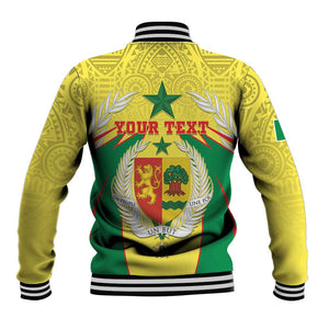 Personalised Afro Senegal Baseball Jacket Coat Of Arms Mix African Pattern