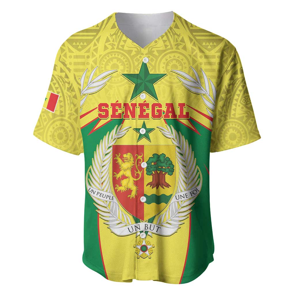 Personalised Afro Senegal Baseball Jersey Coat Of Arms Mix African Pattern