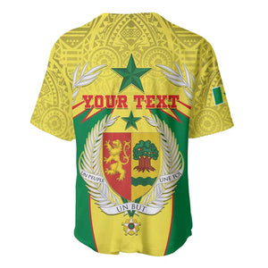 Personalised Afro Senegal Baseball Jersey Coat Of Arms Mix African Pattern