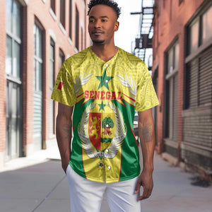 Personalised Afro Senegal Baseball Jersey Coat Of Arms Mix African Pattern