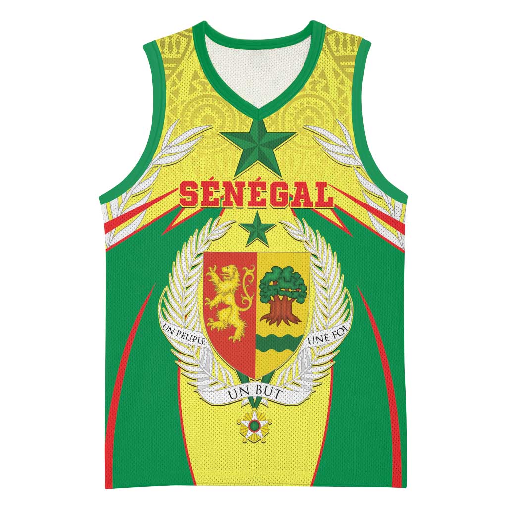 Personalised Afro Senegal Basketball Jersey Coat Of Arms Mix African Pattern LT15