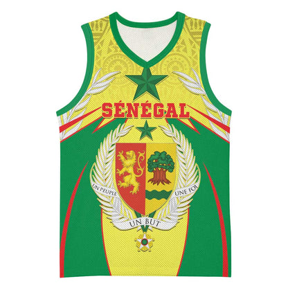 Personalised Afro Senegal Basketball Jersey Coat Of Arms Mix African Pattern LT15