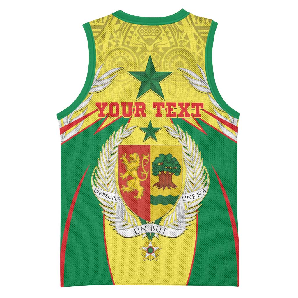 Personalised Afro Senegal Basketball Jersey Coat Of Arms Mix African Pattern LT15
