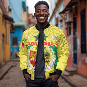 Personalised Afro Senegal Bomber Jacket Coat Of Arms Mix African Pattern