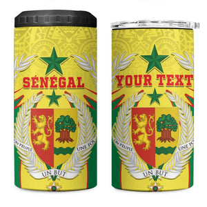 Personalised Afro Senegal 4 in 1 Can Cooler Tumbler Coat Of Arms Mix African Pattern