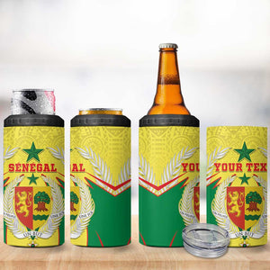 Personalised Afro Senegal 4 in 1 Can Cooler Tumbler Coat Of Arms Mix African Pattern