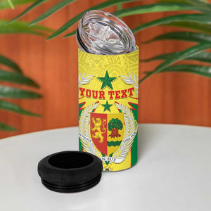 Personalised Afro Senegal 4 in 1 Can Cooler Tumbler Coat Of Arms Mix African Pattern