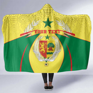 Personalised Afro Senegal Hooded Blanket Coat Of Arms Mix African Pattern