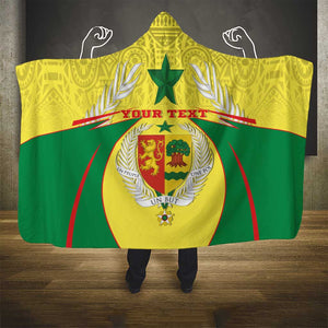 Personalised Afro Senegal Hooded Blanket Coat Of Arms Mix African Pattern