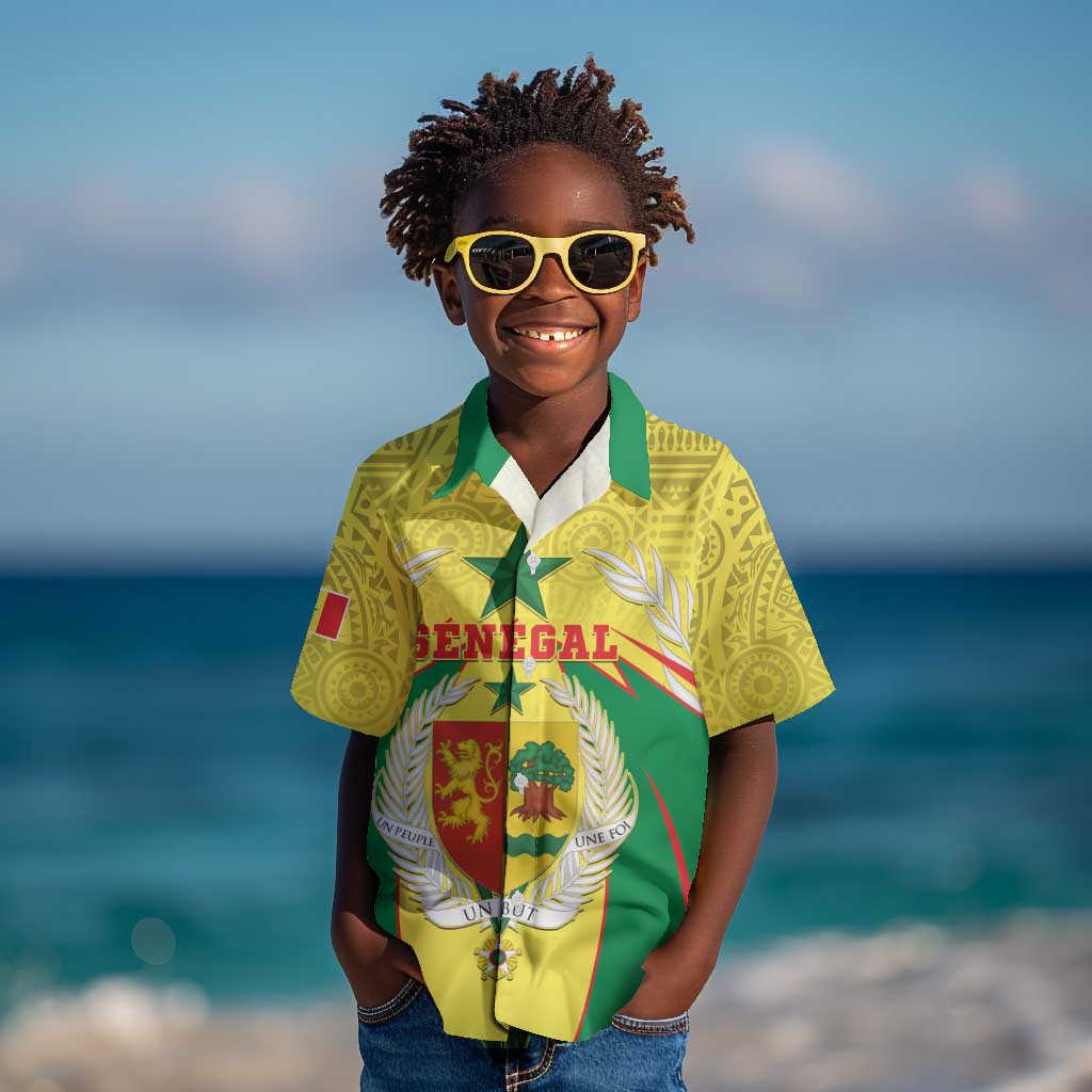 Personalised Afro Senegal Kid Hawaiian Shirt Coat Of Arms Mix African Pattern