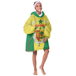 Personalised Afro Senegal Kid Wearable Blanket Hoodie Coat Of Arms Mix African Pattern