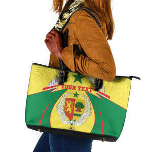 Personalised Afro Senegal Leather Tote Bag Coat Of Arms Mix African Pattern