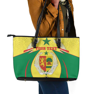 Personalised Afro Senegal Leather Tote Bag Coat Of Arms Mix African Pattern