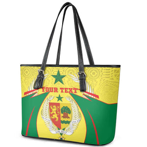 Personalised Afro Senegal Leather Tote Bag Coat Of Arms Mix African Pattern