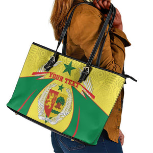 Personalised Afro Senegal Leather Tote Bag Coat Of Arms Mix African Pattern