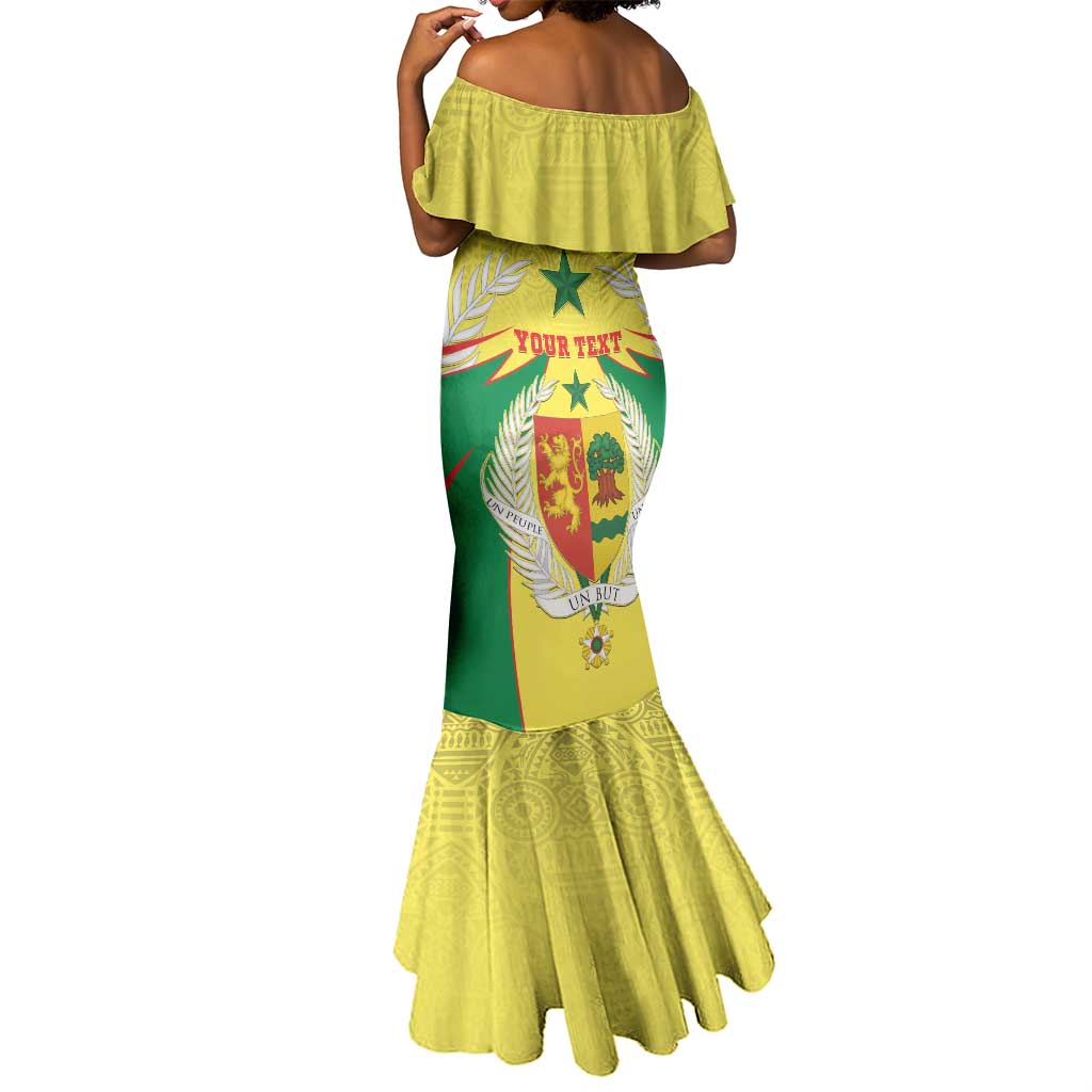 Personalised Afro Senegal Mermaid Dress Coat Of Arms Mix African Pattern