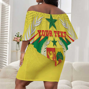 Personalised Afro Senegal Off Shoulder Short Dress Coat Of Arms Mix African Pattern