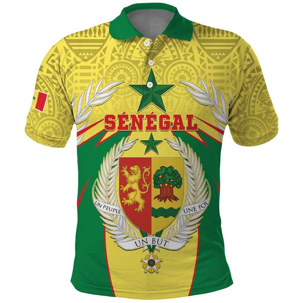 Personalised Afro Senegal Polo Shirt Coat Of Arms Mix African Pattern